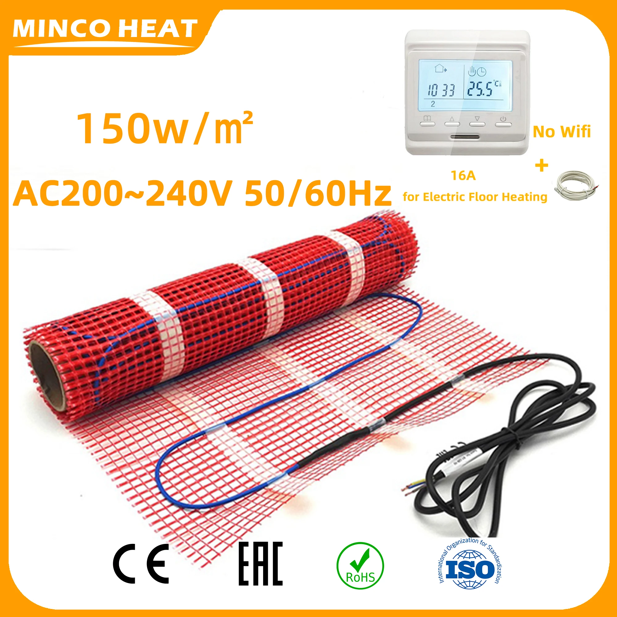 Minco Heat 12K 5-200 Meters 33ohm/m Carbon Fiber Heating Cable Infrared Warm Floor Red Russian Warehouse with Insulation Kits