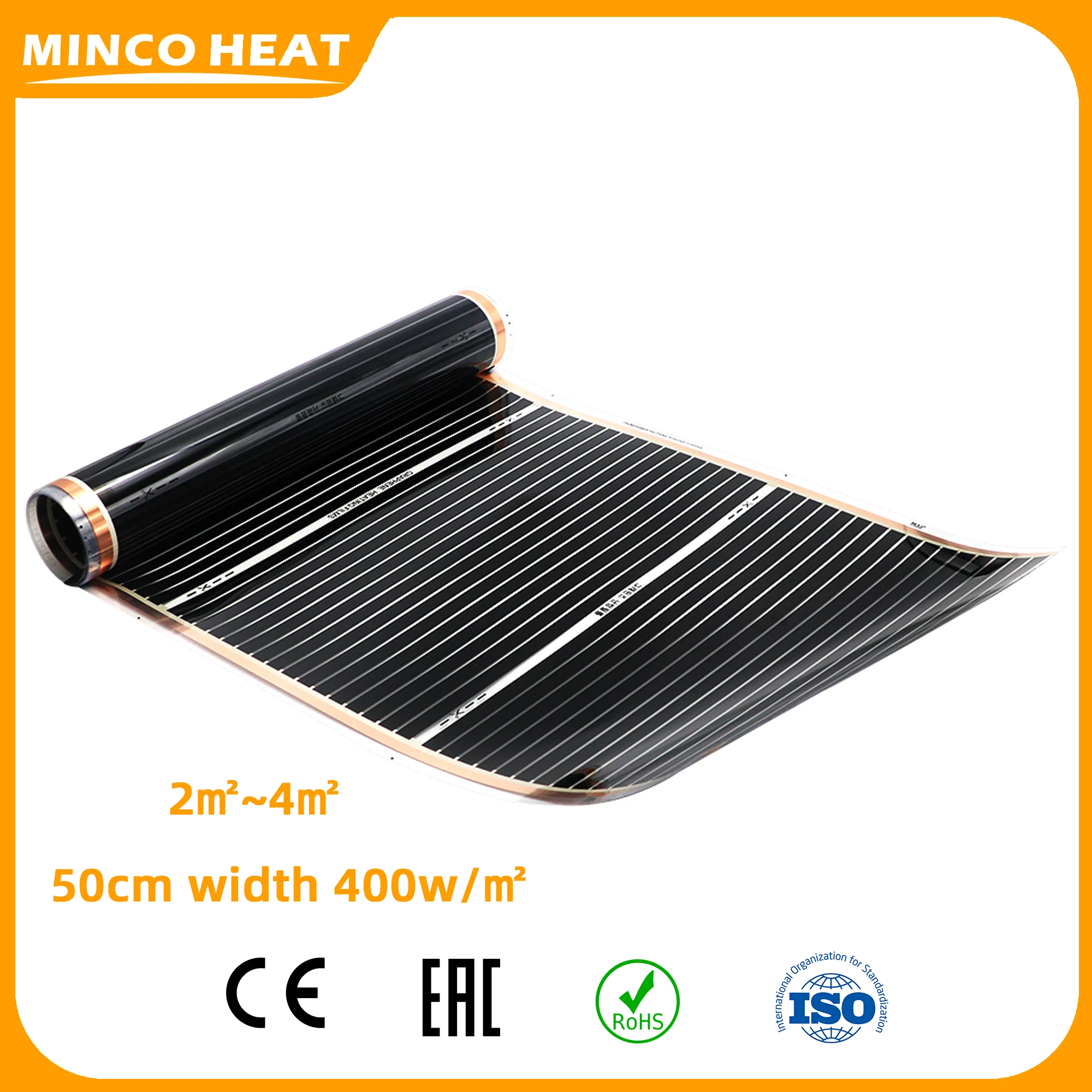 Minco Heat 12K 5-200 Meters 33ohm/m Carbon Fiber Heating Cable Infrared Warm Floor Red Russian Warehouse with Insulation Kits