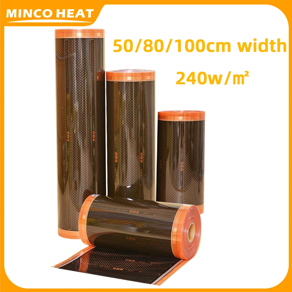Minco Heat 12K 5-200 Meters 33ohm/m Carbon Fiber Heating Cable Infrared Warm Floor Red Russian Warehouse with Insulation Kits