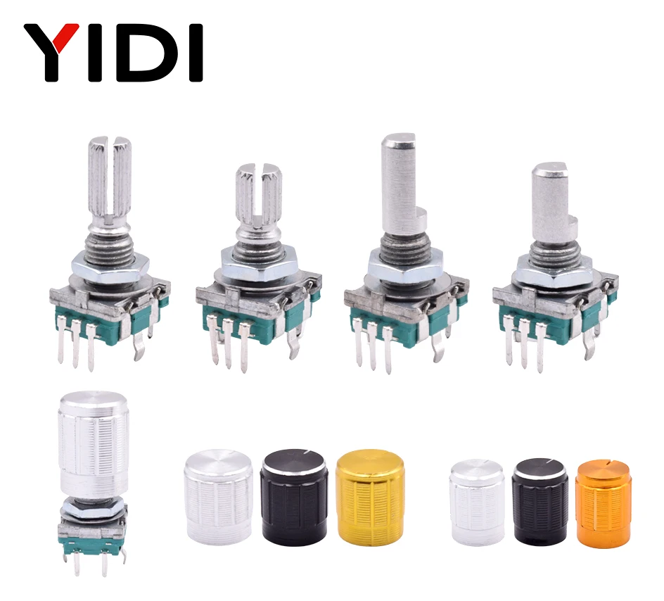 5/10pcs 20 Position Incremental 360 Rotary Encoder Knob Button Switch EC11 Arduino Digital Potentiometer 15/20mm Plum Half Shaft