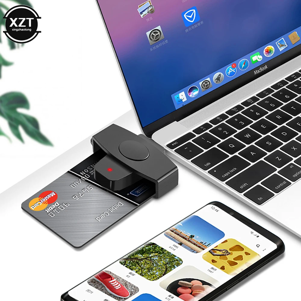 62*24mm USB Type C Smart CAC Card Reader Bank Tax Declaration SIM Card/IC Card Reader Adapter for Windows Mac/Android OS