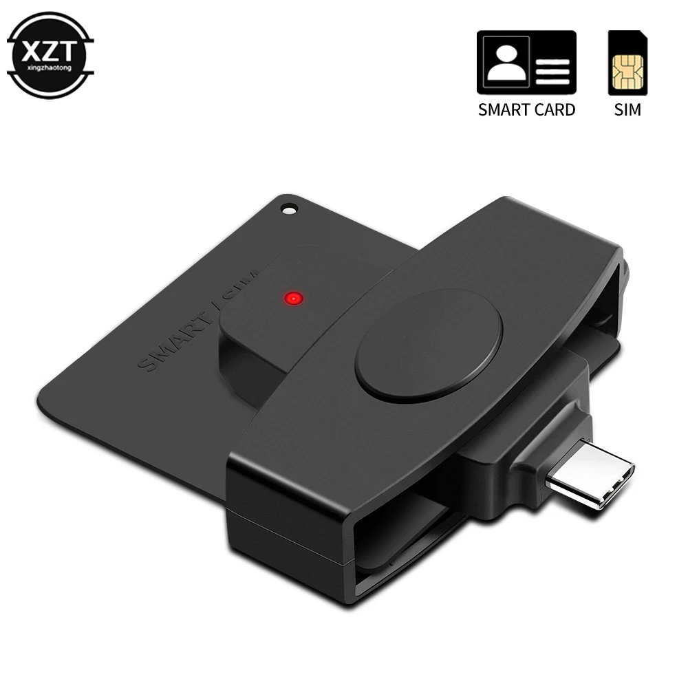 62*24mm USB Type C Smart CAC Card Reader Bank Tax Declaration SIM Card/IC Card Reader Adapter for Windows Mac/Android OS