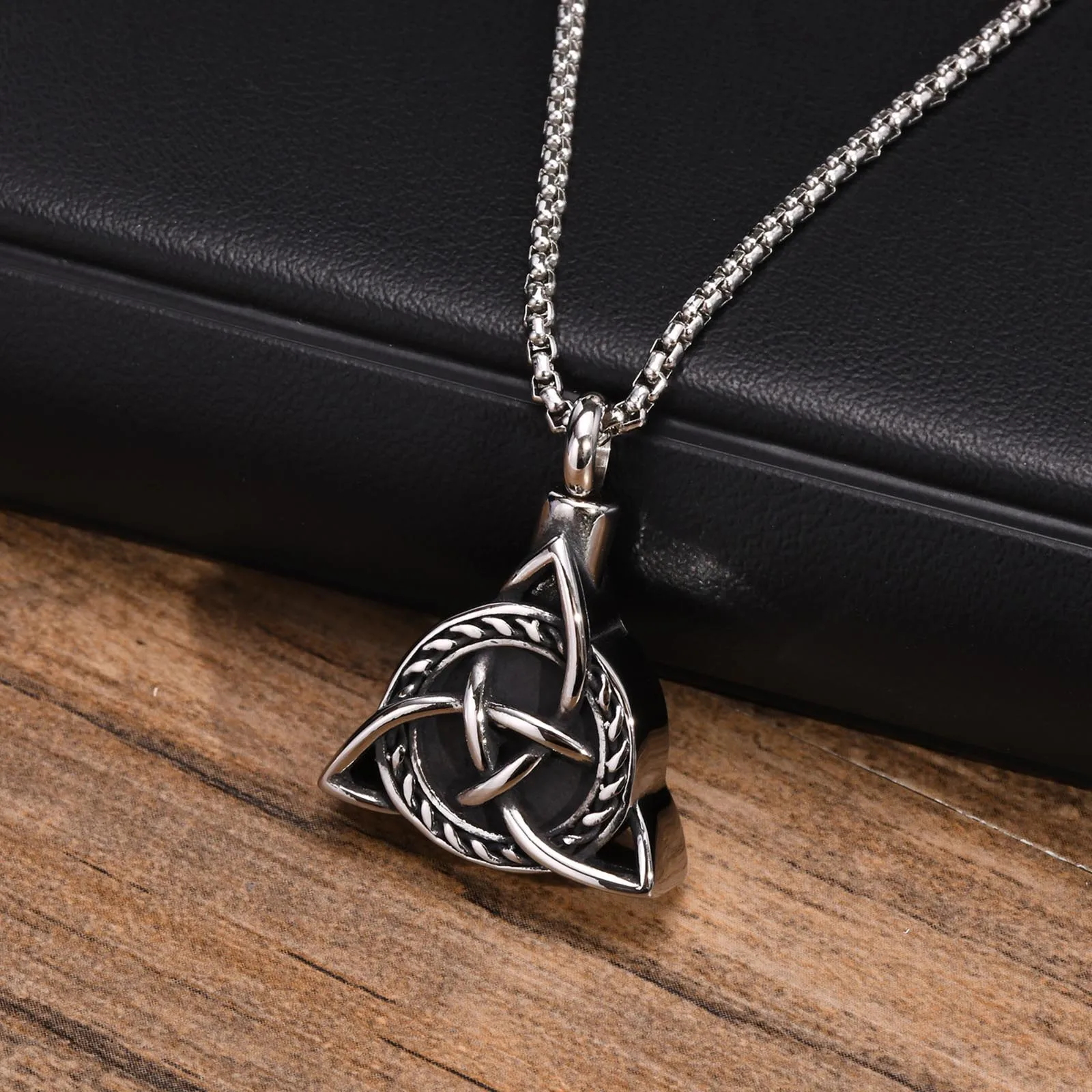 Mens Urn Necklaces for Ashes,Stainless Steel Tribal Celtic Knot Memorial Cremation Pendant,Bereavement Keepsakes Jewelry