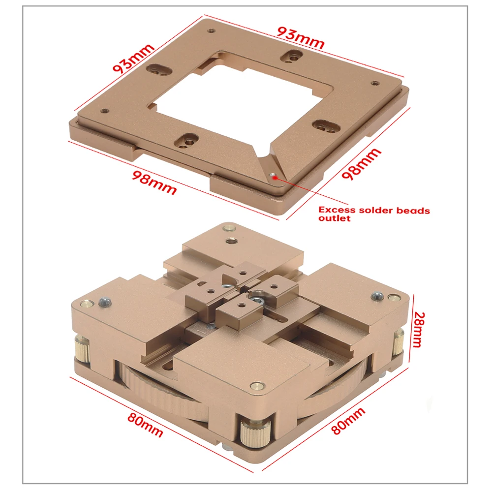80mm/90mm Aluminium Alloy BGA Reballing Station Kit 90*90mm BGA Reballing Station with 10/PCS BGA Universal Stencil Solder Balls