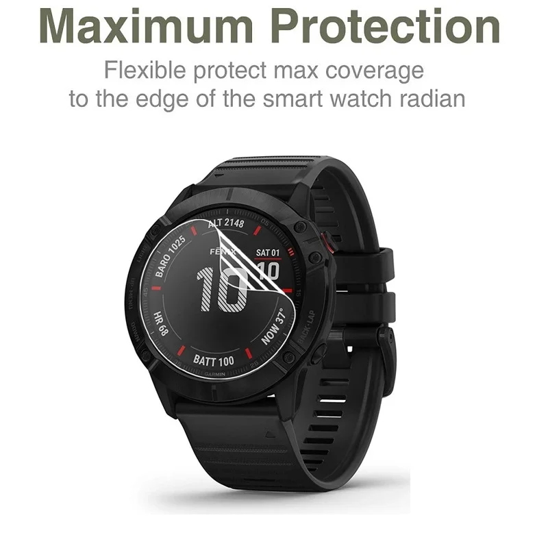 Protective Hydrogel Film on Garmin Fenix 8 E 7X 7S 7 6X 6S 6 Pro Fenix 5X 5S 5 Plus Solar AMOLED Screen Protector Foil Guard
