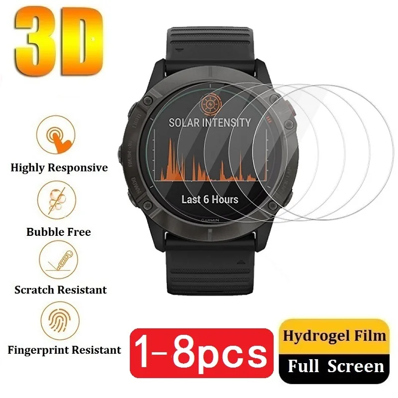 Protective Hydrogel Film on Garmin Fenix 8 E 7X 7S 7 6X 6S 6 Pro Fenix 5X 5S 5 Plus Solar AMOLED Screen Protector Foil Guard