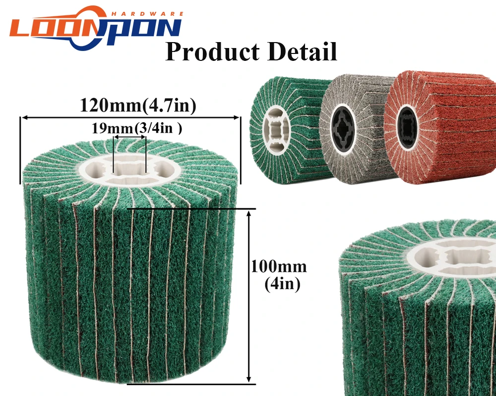 Loonpon Stainless Steel Polishing Wheel Metal Polish Abrasives Brush Roller Burnishing Tools 120x100x19mm