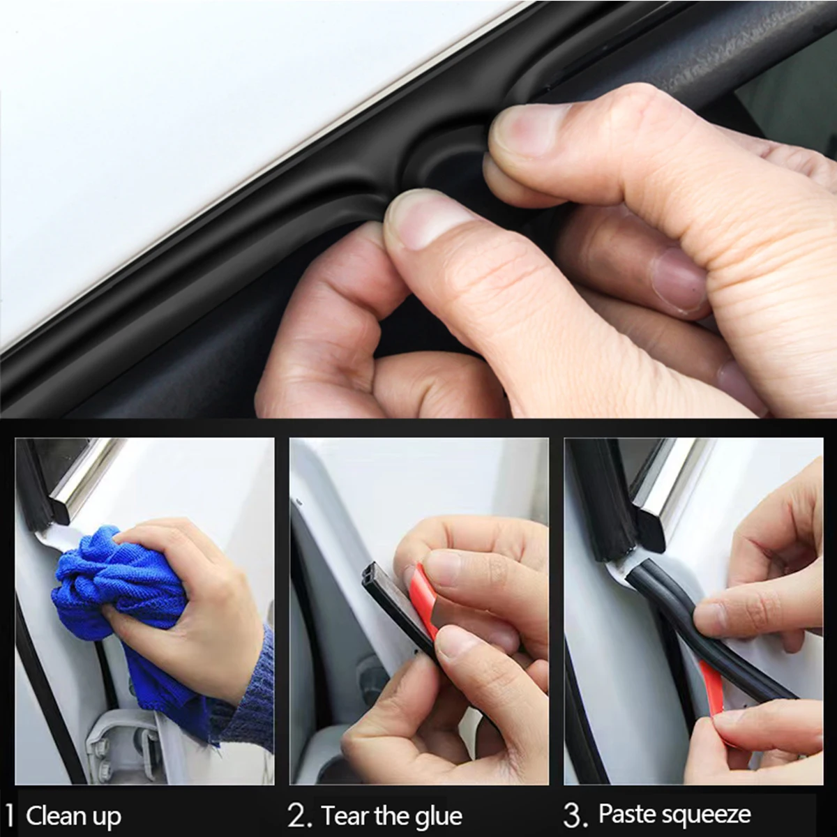 5Meters Car Door Seal Strips Sticker B Shape Weatherstrip Rubber Seals Sound Insulation Sealing Auto Interior Accessories DIY