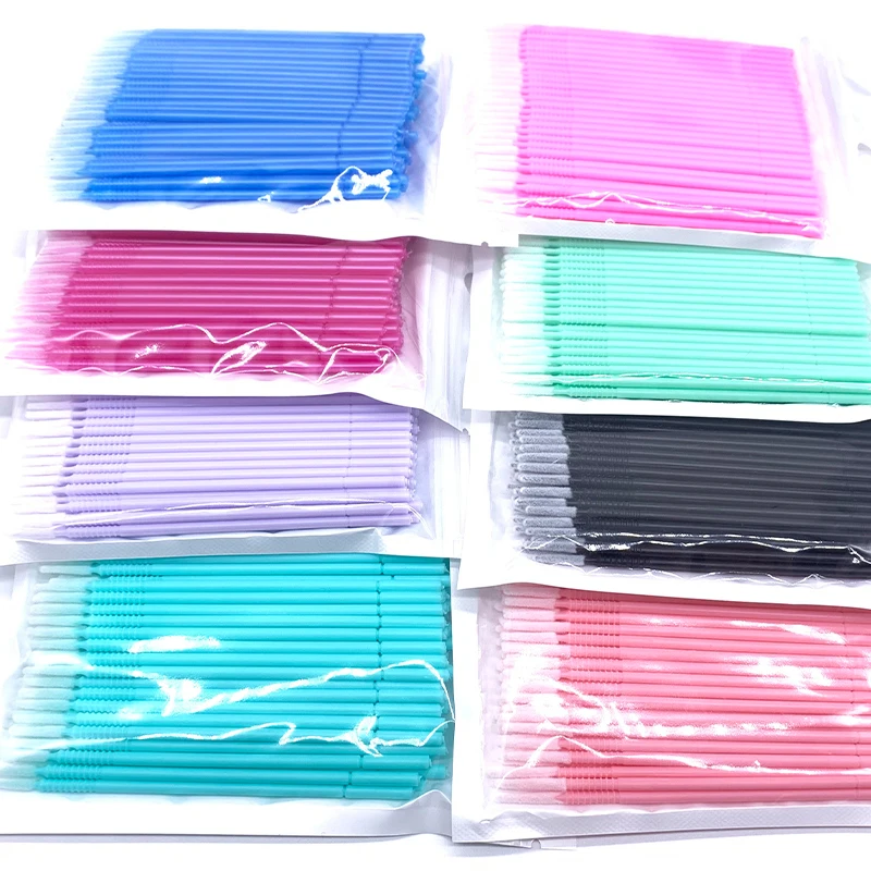 Long Head Bendable Micro Brushes Lash Extensions Eyelash Glue Cleaning Brush for Eyelashes