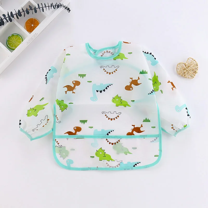2025New Cute Baby Bibs Children Baby Stuff Toddler Waterproof Long Sleeve Art Smock Feeding Bib Apron for Kids 0-6 Years