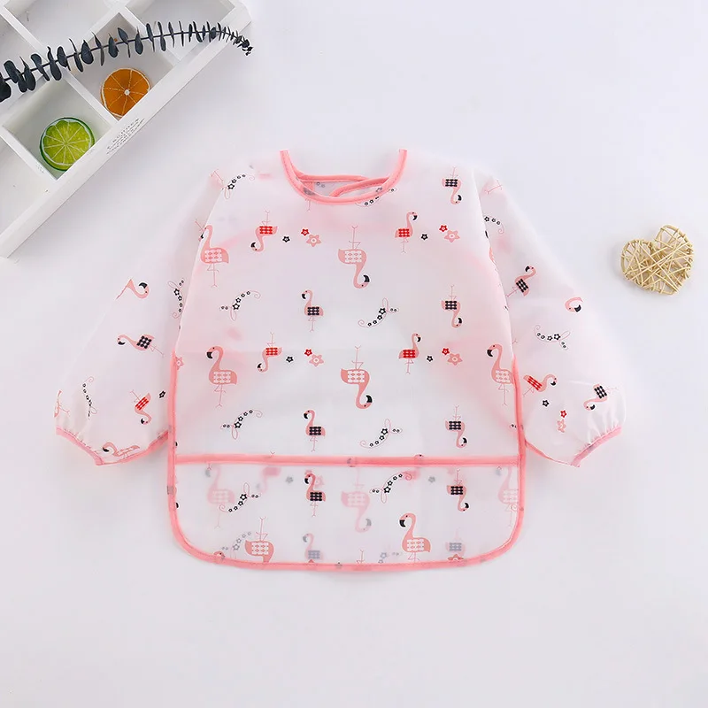 2025New Cute Baby Bibs Children Baby Stuff Toddler Waterproof Long Sleeve Art Smock Feeding Bib Apron for Kids 0-6 Years