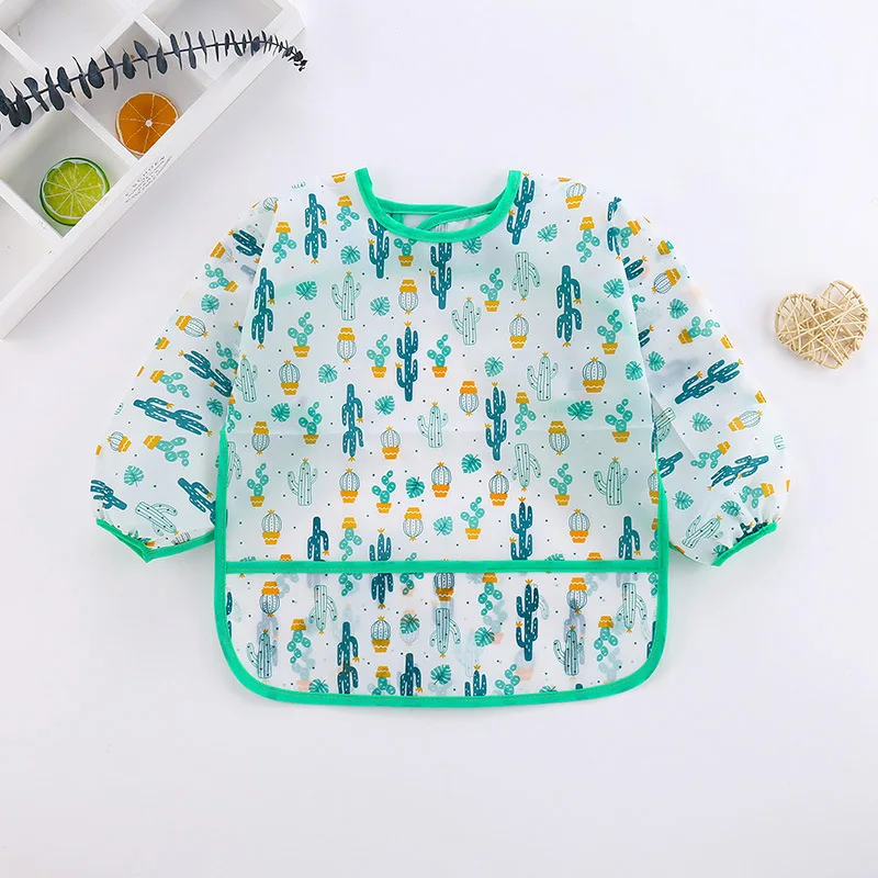 2025New Cute Baby Bibs Children Baby Stuff Toddler Waterproof Long Sleeve Art Smock Feeding Bib Apron for Kids 0-6 Years