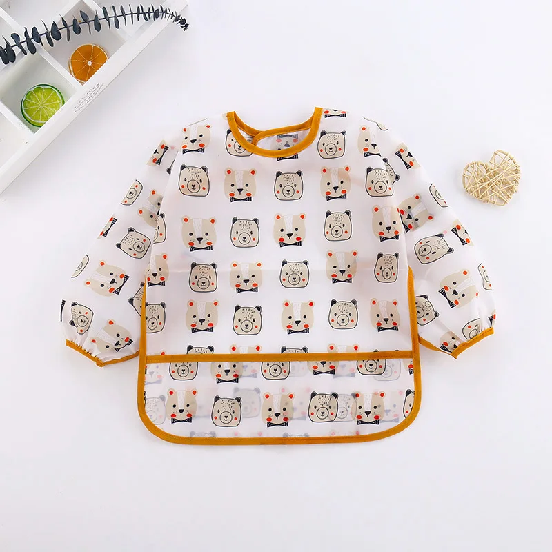 2025New Cute Baby Bibs Children Baby Stuff Toddler Waterproof Long Sleeve Art Smock Feeding Bib Apron for Kids 0-6 Years