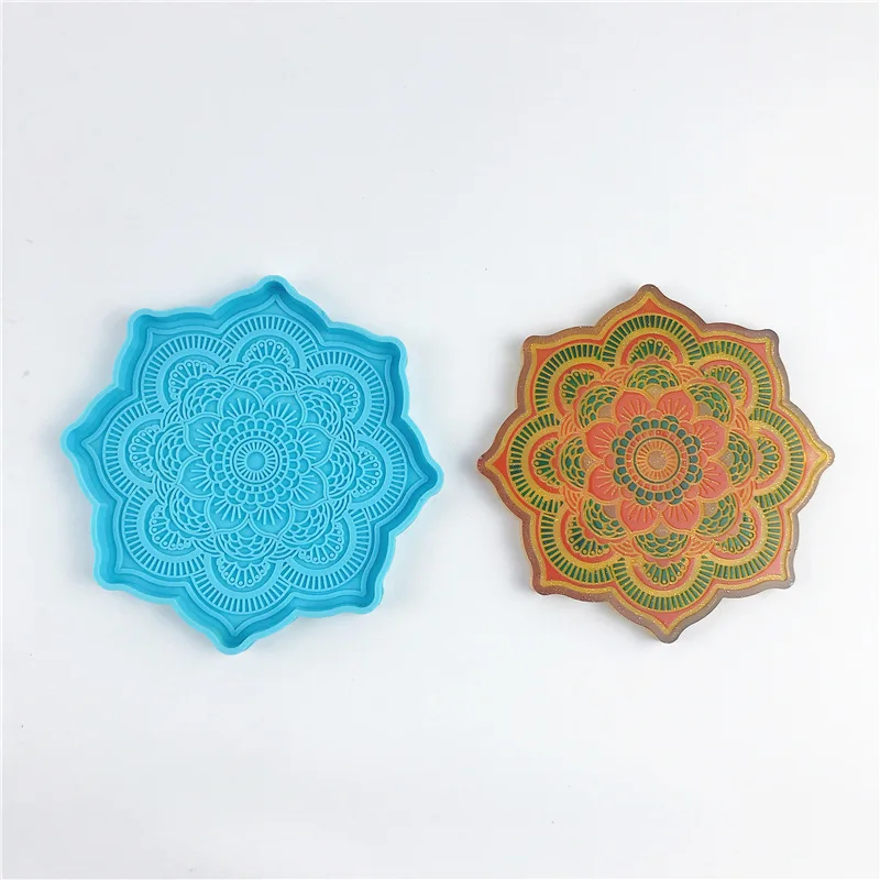 Mandala Coaster Silicone Mold Round Tray Cup Mat Epoxy Resin Casting Mould For DIY Resin Crafts Home Decoration Making Tools