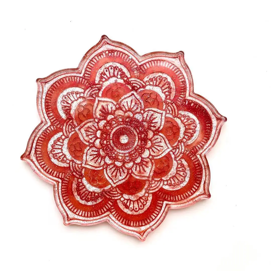 Mandala Coaster Silicone Mold Round Tray Cup Mat Epoxy Resin Casting Mould For DIY Resin Crafts Home Decoration Making Tools