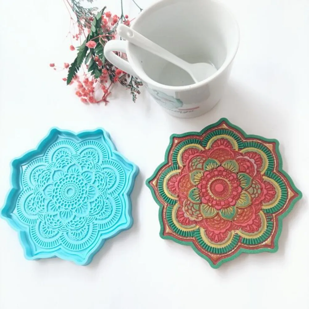 Mandala Coaster Silicone Mold Round Tray Cup Mat Epoxy Resin Casting Mould For DIY Resin Crafts Home Decoration Making Tools