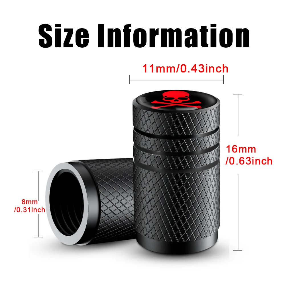 4Pcs/Set Tire Valve Stem Caps, Aluminum Tire Valve Cap, Corrosion Resistant, Universal Stem Covers for Cars Motorcycles Bikes