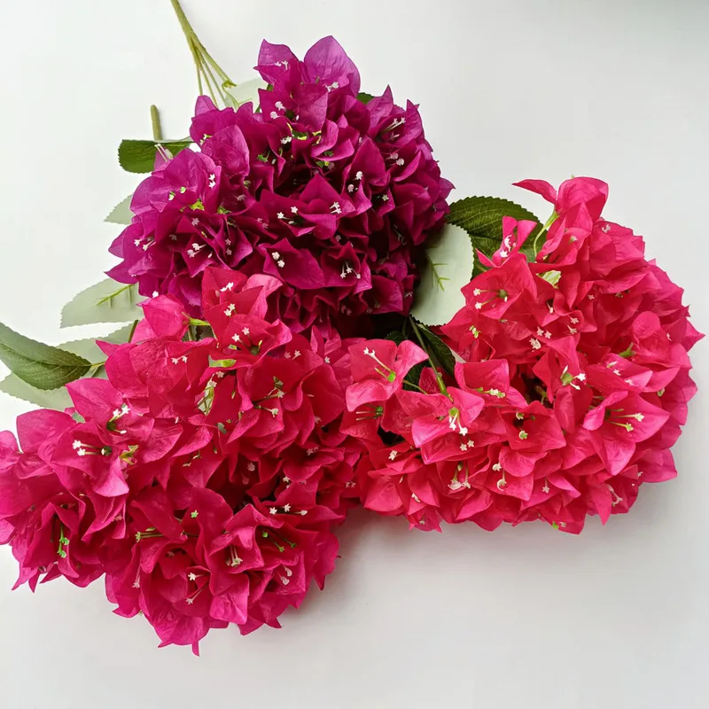 One Silk Bougainvillea Glabra Bunch Flower Artificial Bougainvillea Spectabilis Tree Stem for Wedding Floral Arrangement 6 Color