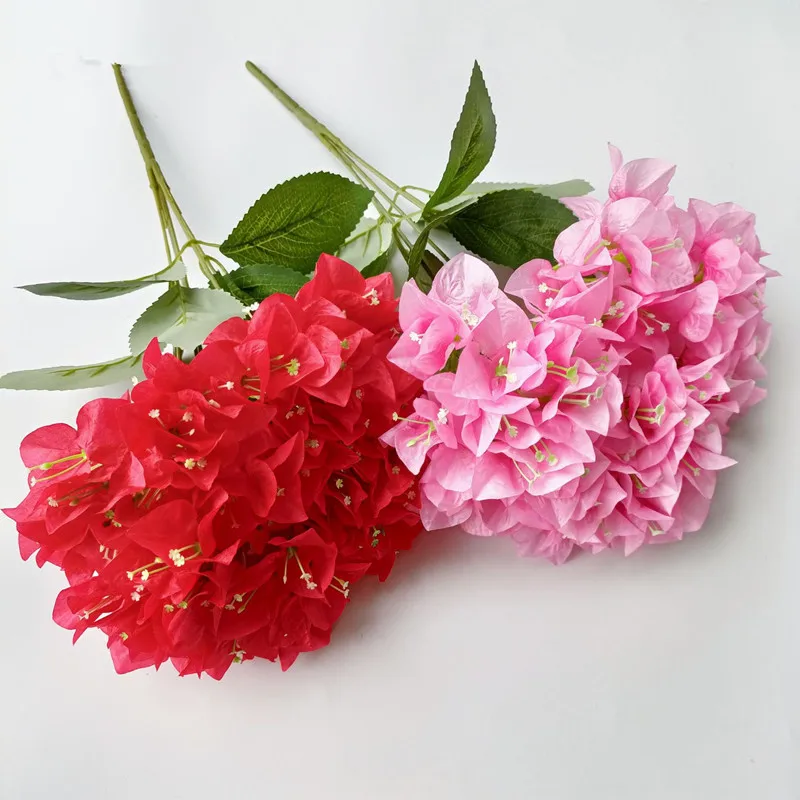 One Silk Bougainvillea Glabra Bunch Flower Artificial Bougainvillea Spectabilis Tree Stem for Wedding Floral Arrangement 6 Color