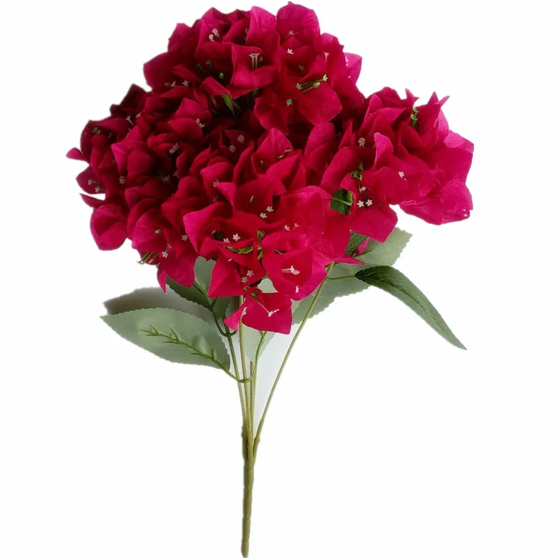 One Silk Bougainvillea Glabra Bunch Flower Artificial Bougainvillea Spectabilis Tree Stem for Wedding Floral Arrangement 6 Color