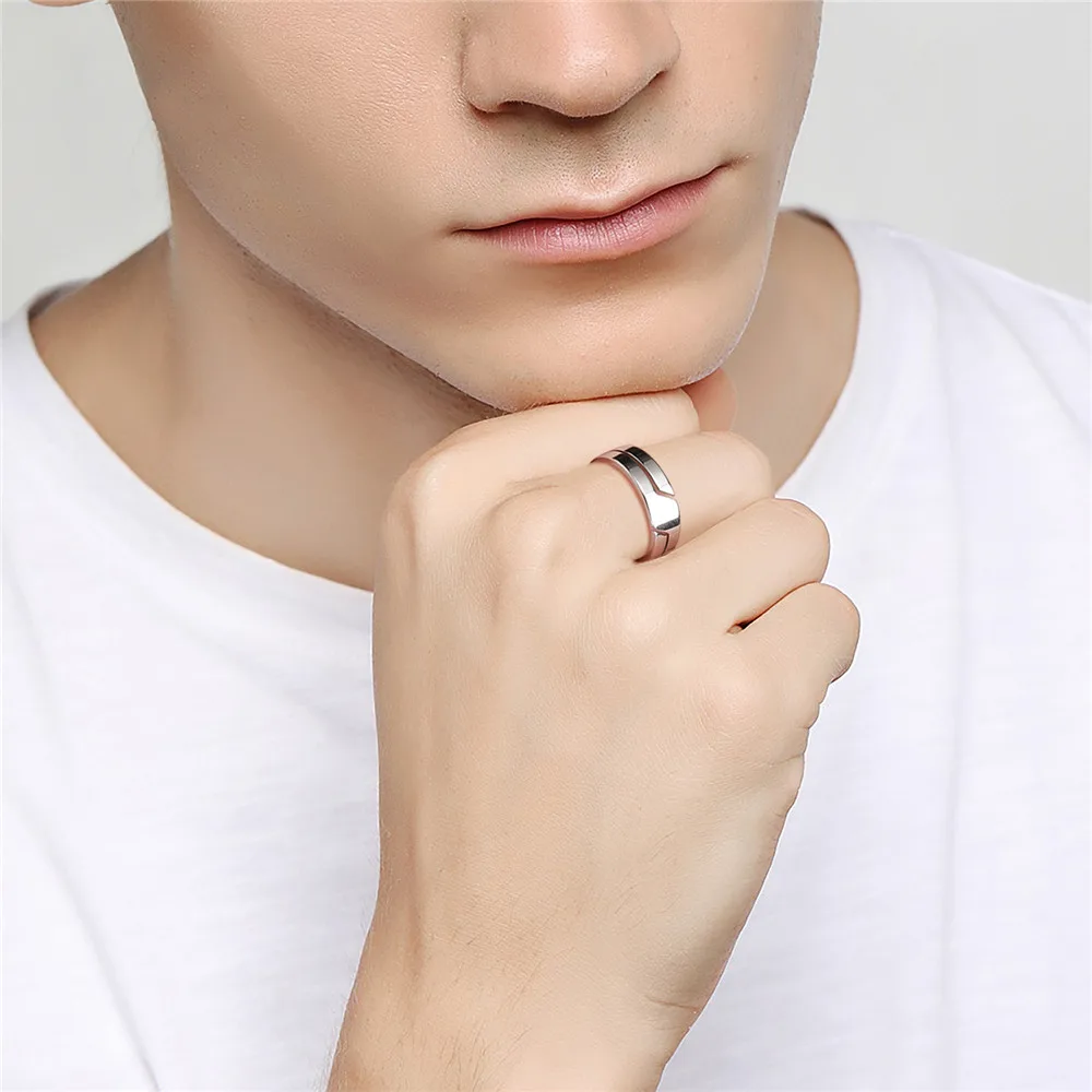 Skyrim Fashion Simple Stainless Steel Couple Ring for Men Women Casual Finger Rings Jewelry Engagement Anniversary Gift 2025 New