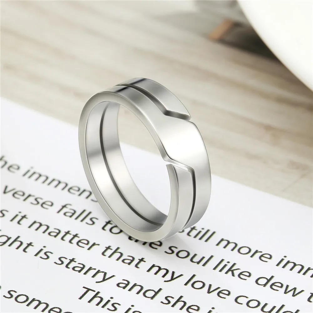 Skyrim Fashion Simple Stainless Steel Couple Ring for Men Women Casual Finger Rings Jewelry Engagement Anniversary Gift 2025 New