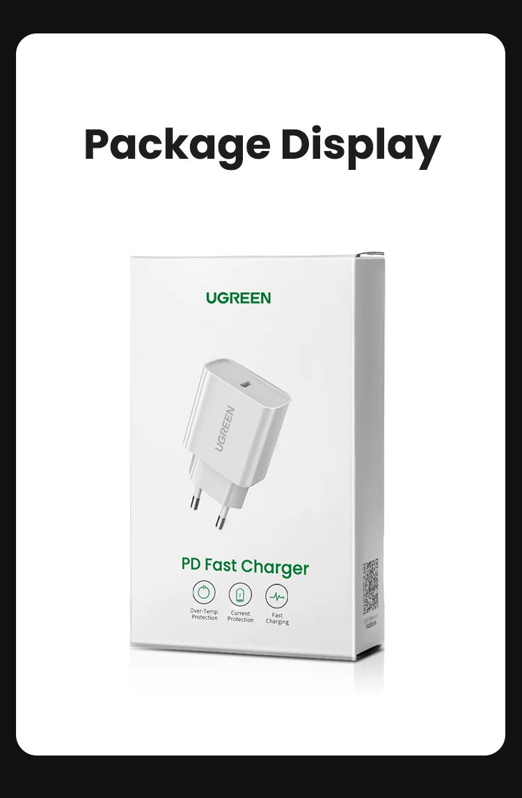 UGREEN Quick Charge 4.0 3.0 QC PD Charger 20W QC4.0 QC3.0 USB Type C Fast Charger for iPhone 14 13 12 8 Xiaomi Phone PD Charger