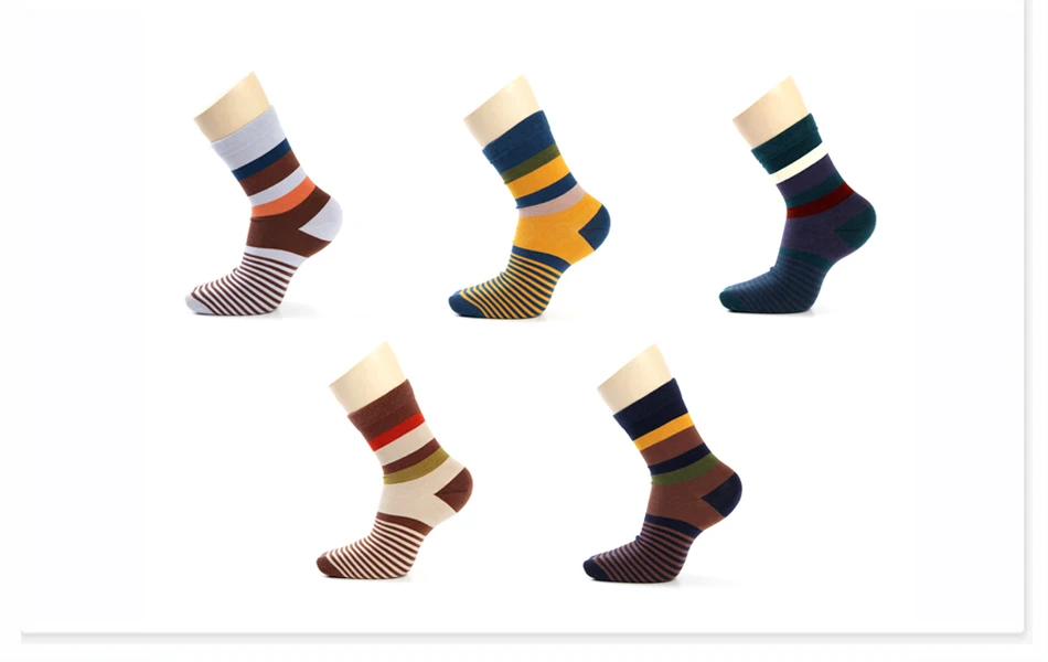5 Pairs/Lot Combed Cotton Men's Socks Compression Socks Fashion Colorful Square Happy Dress Socks Men Size 39-45