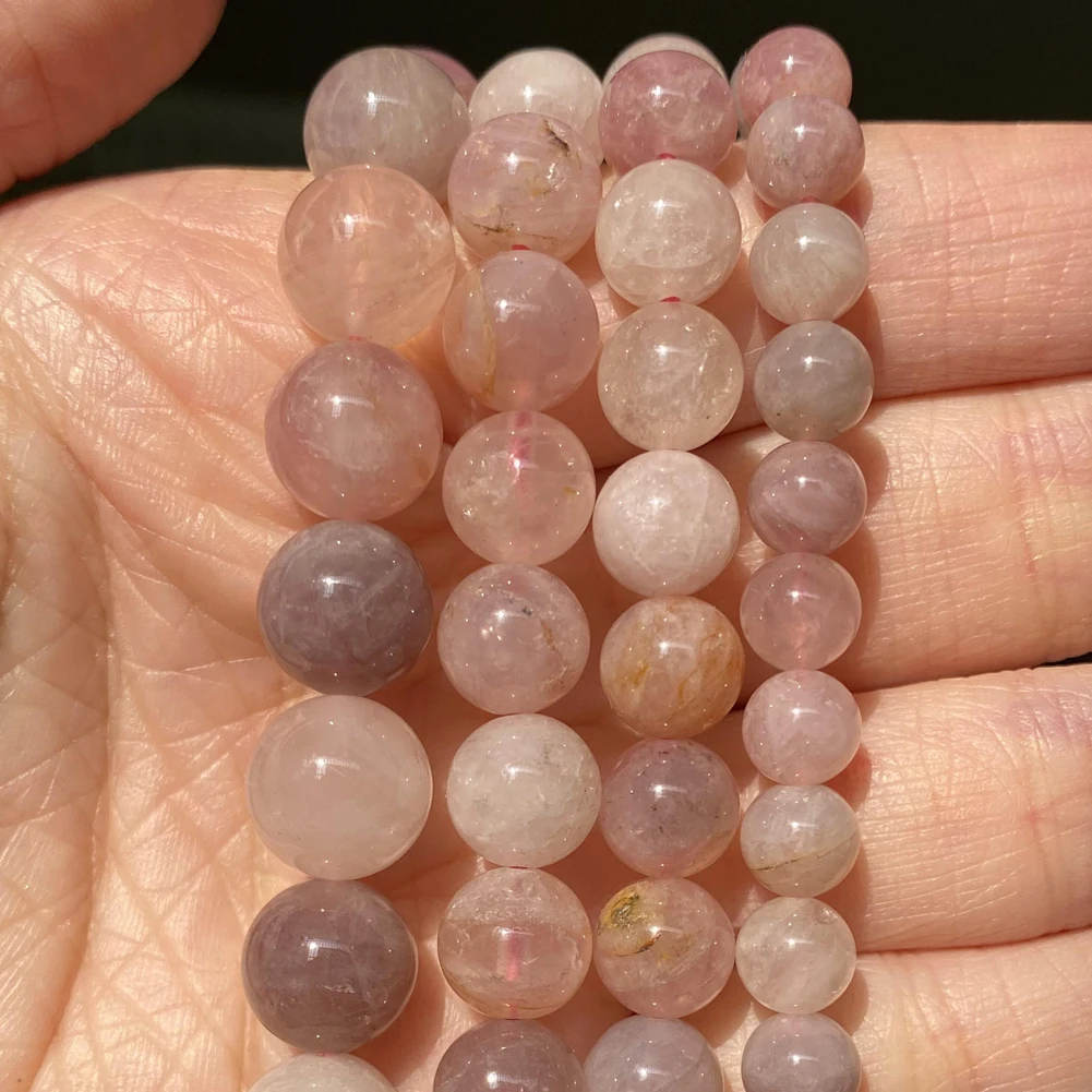 Natural Stone Beads Round Morganites Tourmalines Aquamarines Jades Quartzs Crystals Spacer For Jewelry Making DIY Bracelet