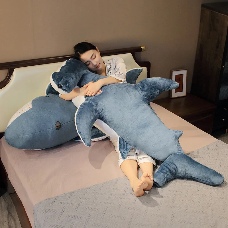 55-135cm Giant Size Whale Plush Toy Blue Sea Animals Stuffed Huggable Shark Soft Pillow Gift