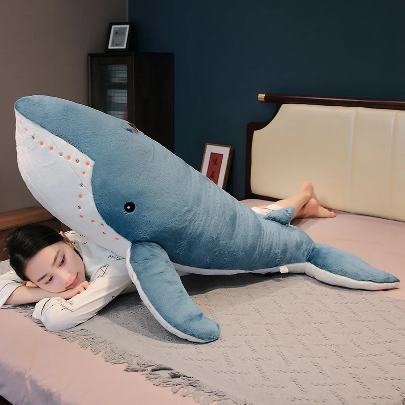 55-135cm Giant Size Whale Plush Toy Blue Sea Animals Stuffed Huggable Shark Soft Pillow Gift