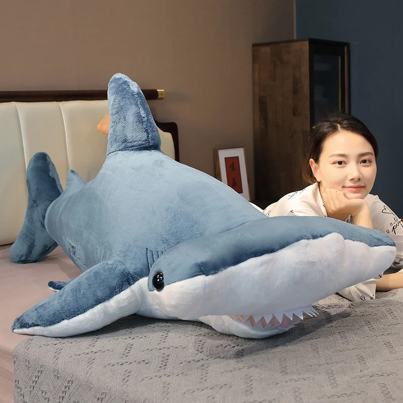 55-135cm Giant Size Whale Plush Toy Blue Sea Animals Stuffed Huggable Shark Soft Pillow Gift