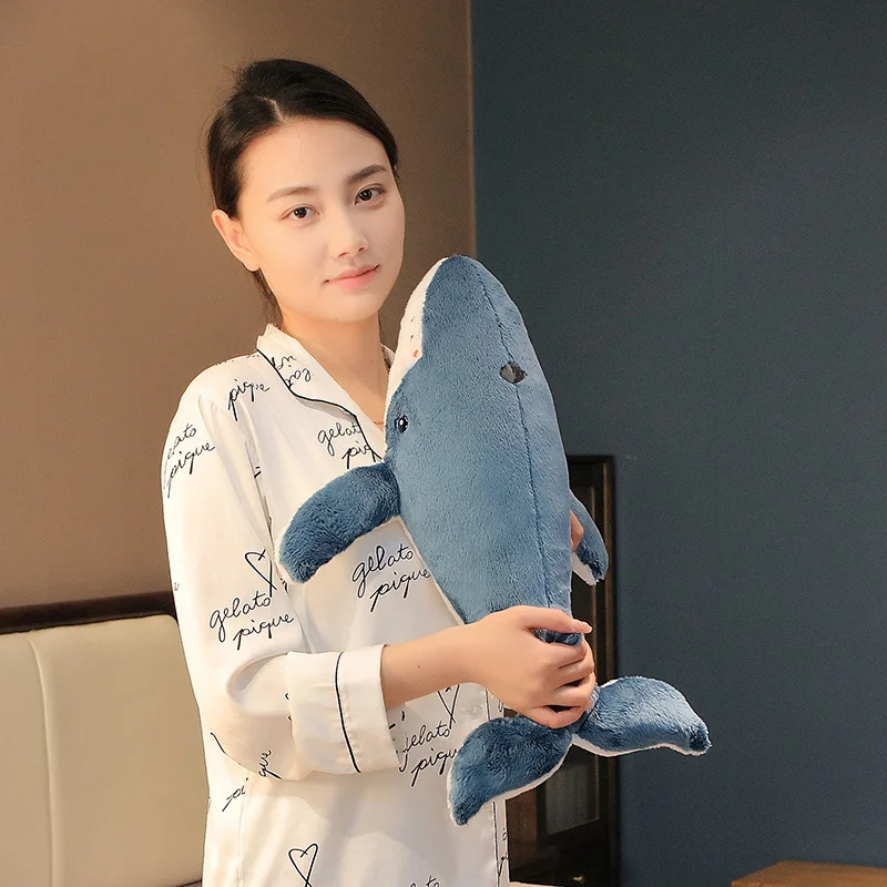 55-135cm Giant Size Whale Plush Toy Blue Sea Animals Stuffed Huggable Shark Soft Pillow Gift