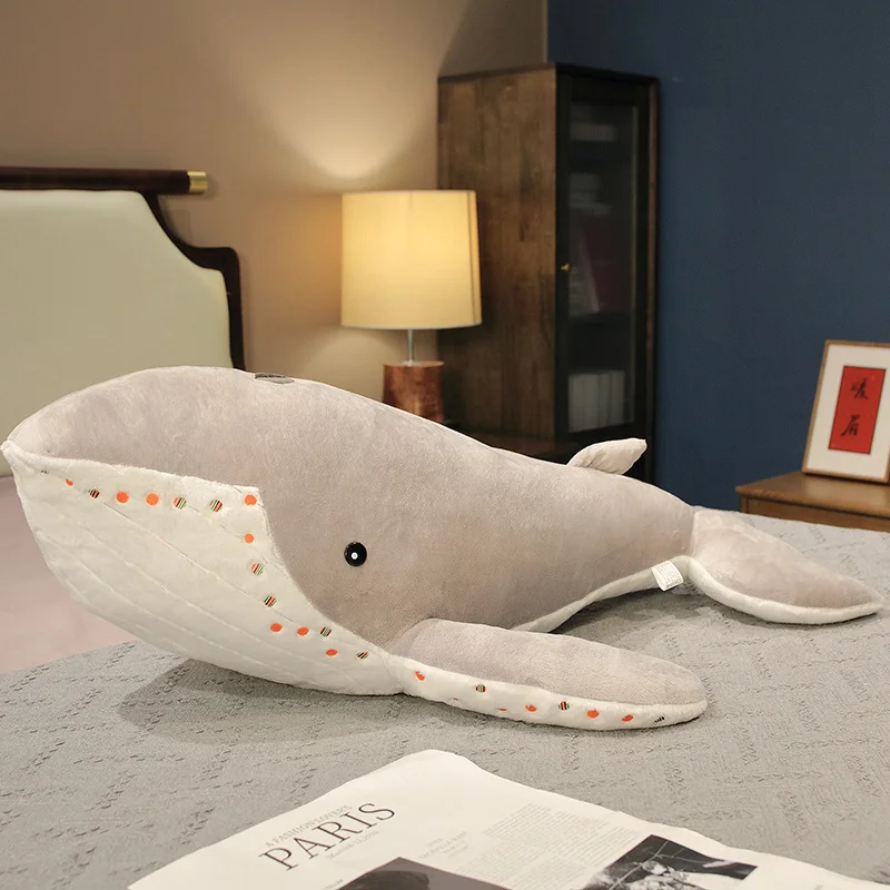 55-135cm Giant Size Whale Plush Toy Blue Sea Animals Stuffed Huggable Shark Soft Pillow Gift
