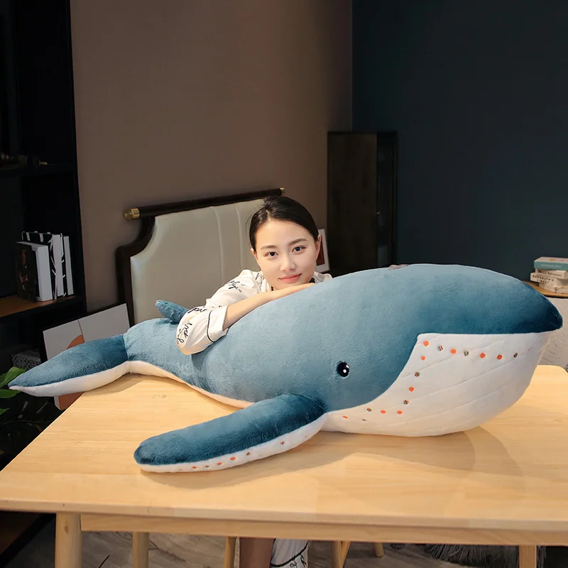 55-135cm Giant Size Whale Plush Toy Blue Sea Animals Stuffed Huggable Shark Soft Pillow Gift