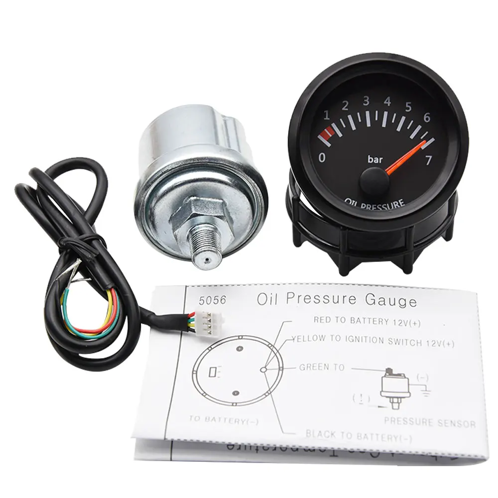 Universal 2'' 52MM Water Temperature Gauge 40-120℃ Oil Temp Gauge Oil Pressure Tachometer Vacuum Meter Digital 12V Car