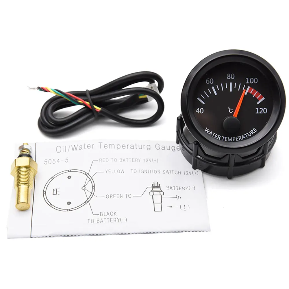 Universal 2'' 52MM Water Temperature Gauge 40-120℃ Oil Temp Gauge Oil Pressure Tachometer Vacuum Meter Digital 12V Car