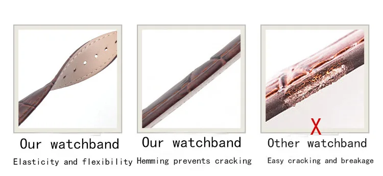 Business Casual Black Brown Genuine Calfskin Leather Watch band Strap Butterfly Buckle Crocodile Pattern Bracelet 18 20 22 24 mm