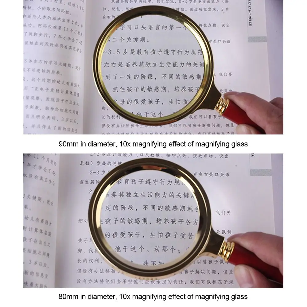 10 X Portable Handle Handheld Magnifying Glass Magnifier High-Magnification High-Definition for Jewelry Loupe 70/80/90/100mm
