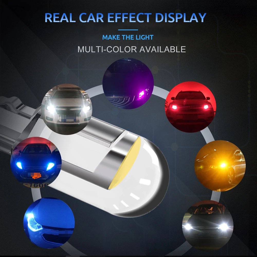 10PCS W5W Led T10 WY5W LED Bulbs Car Light COB Car Wedge Parking Lights Auto License Plate Lamps Dome Read Lights
