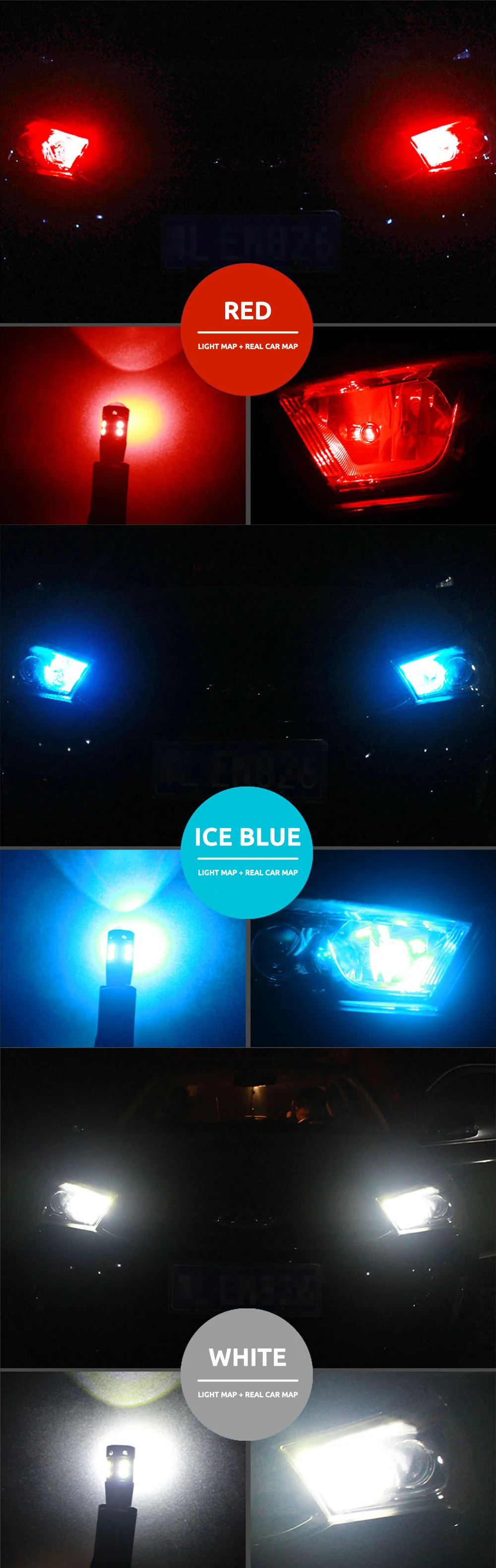 10PCS W5W Led T10 WY5W LED Bulbs Car Light COB Car Wedge Parking Lights Auto License Plate Lamps Dome Read Lights