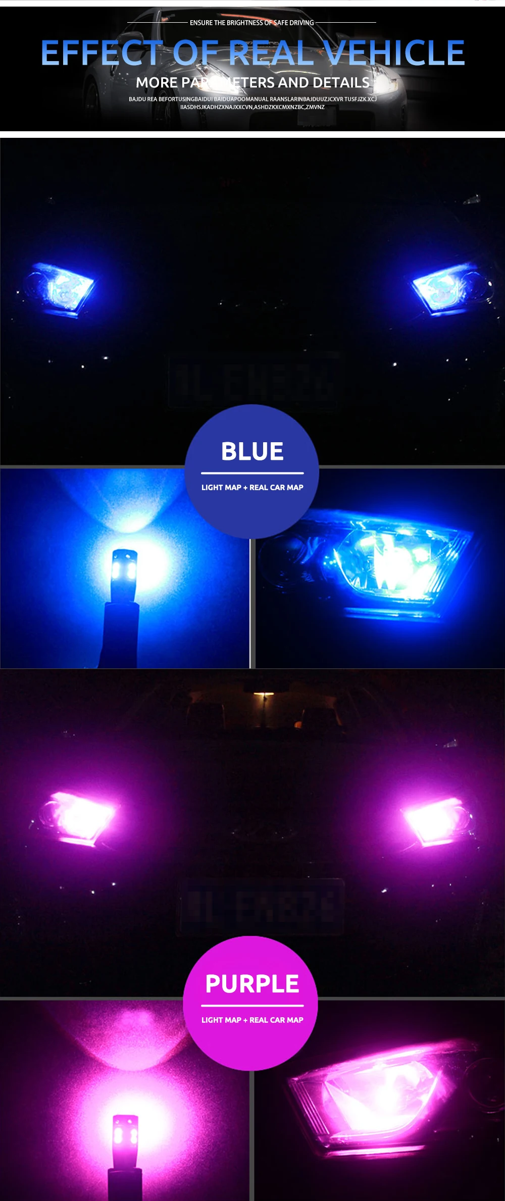 10PCS W5W Led T10 WY5W LED Bulbs Car Light COB Car Wedge Parking Lights Auto License Plate Lamps Dome Read Lights