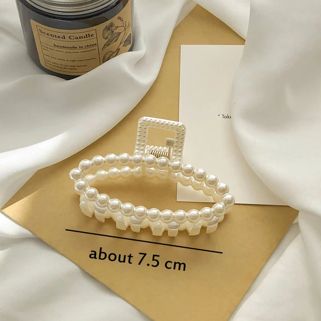 Korean Imitation Pearl Hair Claws For Women Geometric Hair Clip Large Catch Clip Shark Clip Back Head Hair Clip Hair Accessories
