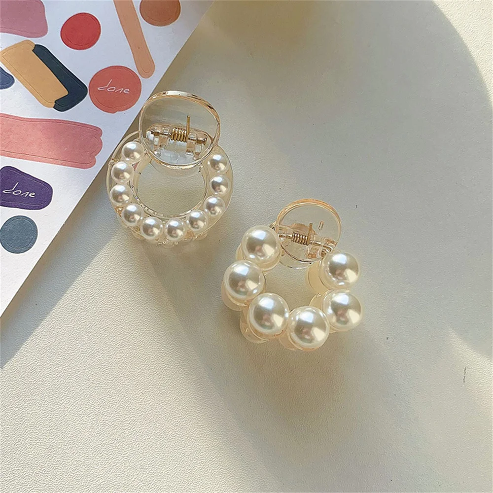 Korean Imitation Pearl Hair Claws For Women Geometric Hair Clip Large Catch Clip Shark Clip Back Head Hair Clip Hair Accessories