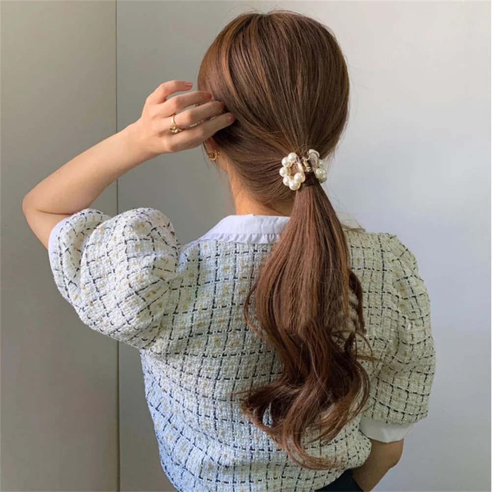 Korean Imitation Pearl Hair Claws For Women Geometric Hair Clip Large Catch Clip Shark Clip Back Head Hair Clip Hair Accessories