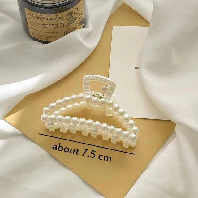 Korean Imitation Pearl Hair Claws For Women Geometric Hair Clip Large Catch Clip Shark Clip Back Head Hair Clip Hair Accessories