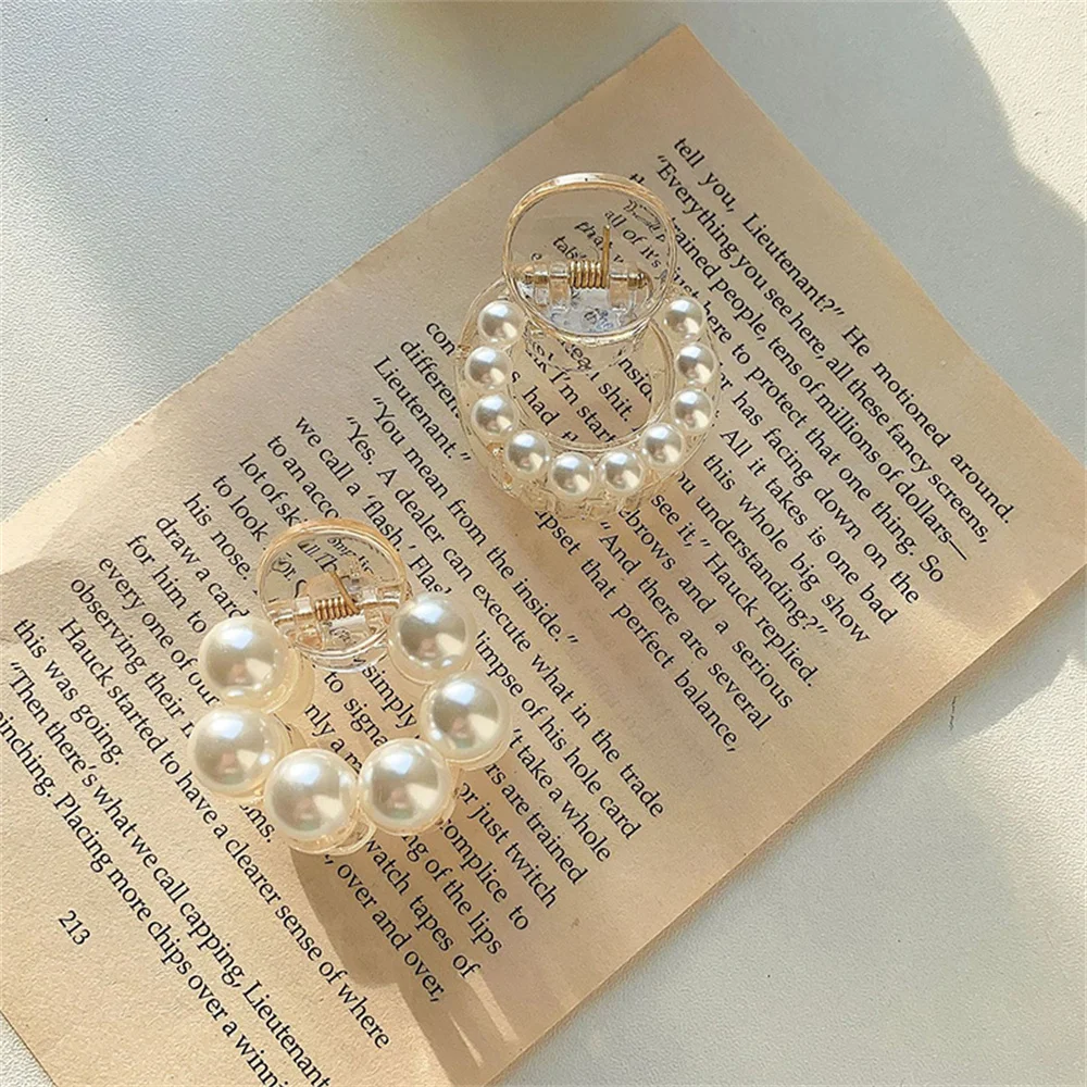 Korean Imitation Pearl Hair Claws For Women Geometric Hair Clip Large Catch Clip Shark Clip Back Head Hair Clip Hair Accessories