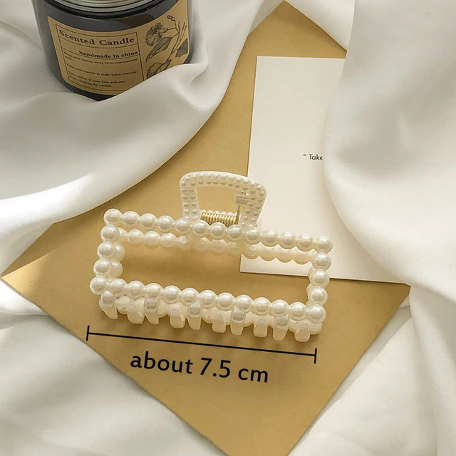 Korean Imitation Pearl Hair Claws For Women Geometric Hair Clip Large Catch Clip Shark Clip Back Head Hair Clip Hair Accessories