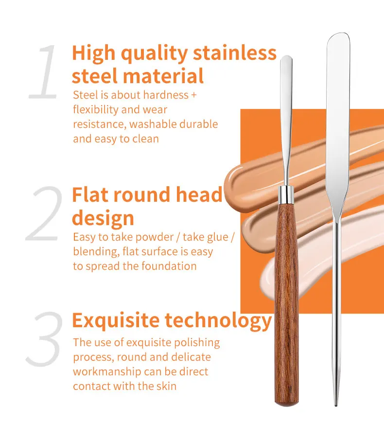 Spatula Stick Stainless Steel Nail Art Stirring Rod Cream Foundation Mixing Tool Makeup Accessories