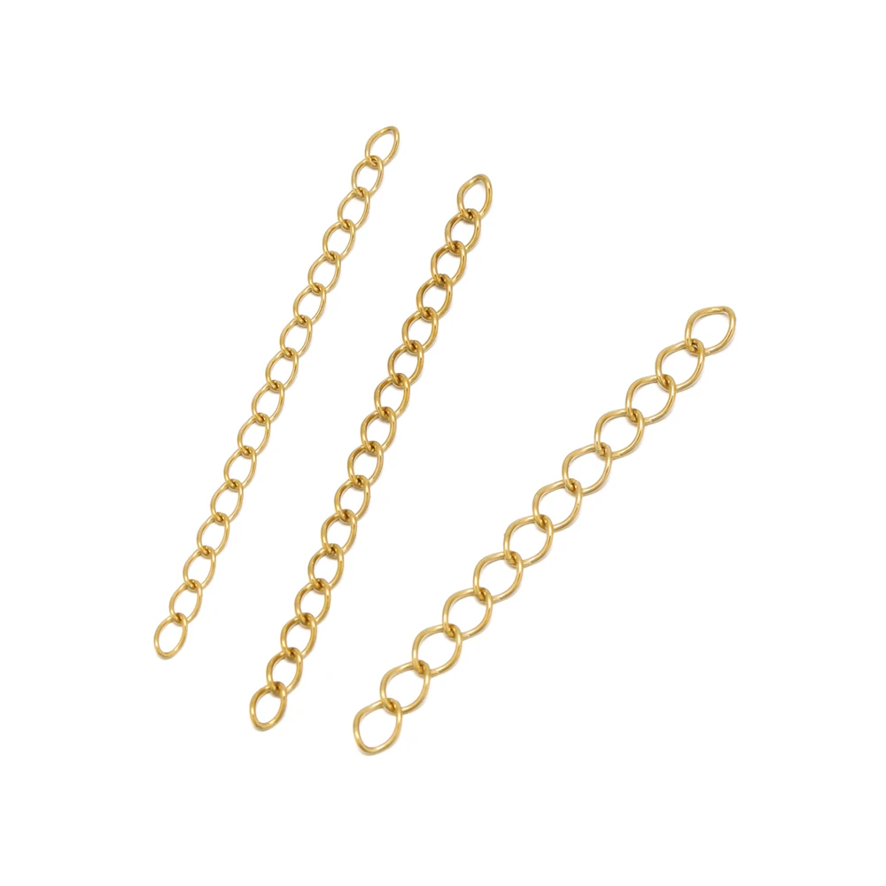 50Pcs Stainless Steel 2 Inch Extension Chain Bracelet Extended Chains Tail Extender for DIY Jewelry Making Necklaces Bracelets
